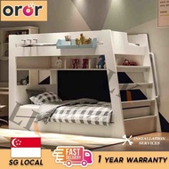 OROR  Bed Frame Modern Double Decker Bunk Bed For Kids Adults Queen Bunk Bed With Drawer Mattress Set High Quality Wood