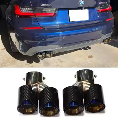 Quad Car Exhaust Tailpipe For BMW G20 G21 M340i M Performance Exhaust 304 Stainless Steel Muffler Ti