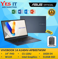 ASUS VIVOBOOK 14 A1404V-APB007WSM /APB008WSM (C5-120U 16GB RAM  512GB SSD Intel14 FHD W11H HS MS365)