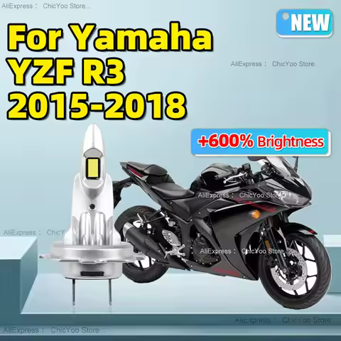 1Pcs Wireless Motorcycle LED Headlight 6000K Bulbs CSP Chip Lamp Plug and Play For Yamaha YZF R3 201