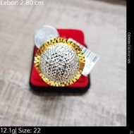 Murni Mewah Emas916, Cincin Topi Bunga 300047 2.8 cm Pd 22