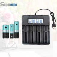 4 Slots 18650 Battery Charger USB LCD Smart Charger for 26500 AA AAA Battery [superecho.my]