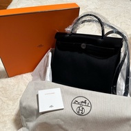 全新 Hermes 愛馬仕 Herbag 31 帆布包 黑色 銀扣 B刻