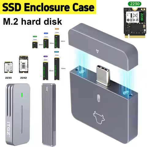 M.2 NVMe 2230 SDD Enclosure Case 2230/2242 M.2 SSD Hard Drive Box USB3.2 Gen2 External Case Box Plug