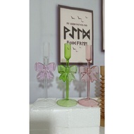 Nordic Romantic Glass Candle Holder Valentine's Day Candle Holder Household Wax Cup Bow Goblet