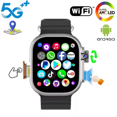 DW100 Pro 5G LTE Smartwatch Fingerprint Unlock Control Smart Watch 512GB ROM Free Download App WIFI