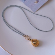 The Promise of Sirimu Lake~Super Beautiful Ice Blue Crystal Amulet Chain Design Amulet Chain Sweater