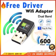 AC600 High Speed Wifi Adapter 600Mbps Dual Band 5G+2.4Ghz Wireless USB Adapter 802.11AC