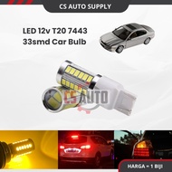 CS 1pc LED 12v T20 W21/5W 1891 7443 33smd Bulb White Red Yellow Car Bulb Double Filament 4 wire (1pc