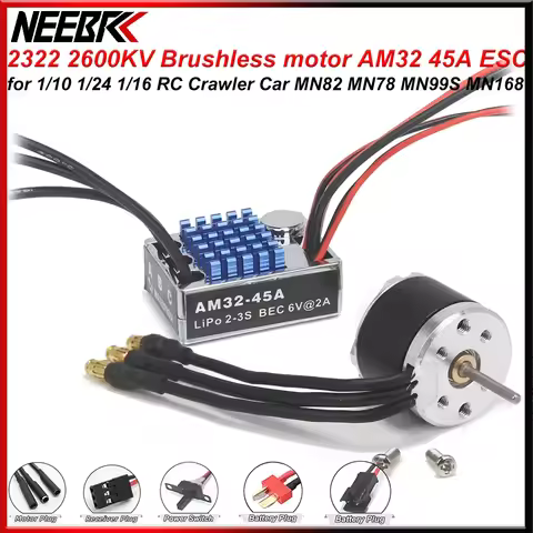 2322 2600KV Brushless Motor AM32 45A ESC for 1/10 1/12 1/14 1/16 RC Car Crawler AXIAL SCX24 MN82 MN9