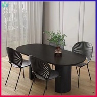 Nordic Black Solid Wood Dining Table Light Luxury Table Chair Small Apartment Design Combination Mod