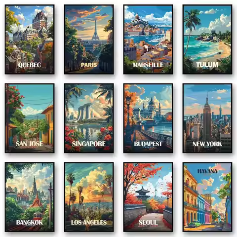 Modern Classics Famous Architectural Landscapes Around The World Poster Canvas Paint Print Art Pictu