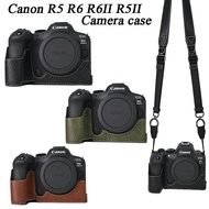 R6 II Pu Leather Camera case Bag half body For Canon R5 R6 R6 II R5 II R6 Mark II