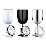 G4Stemmed Stainless Steel Wine Glasses with Lid Double Wall Insulated Wine Tumbler Unbreakable Goble