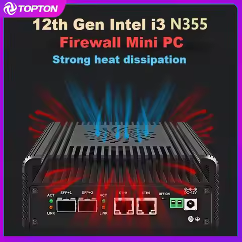 12th Gen Firewall Mini PC Intel i3 N355 N305 N150 Soft Router 2x10G SFP+2xi226-V 2.5G 2xNVMe 2xHD DD