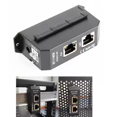 DIN Rail Single Port 2.5 Gigabit PoE Injector 802.3af/at/bt Negotiation Up to 90W Output PoE++ For P