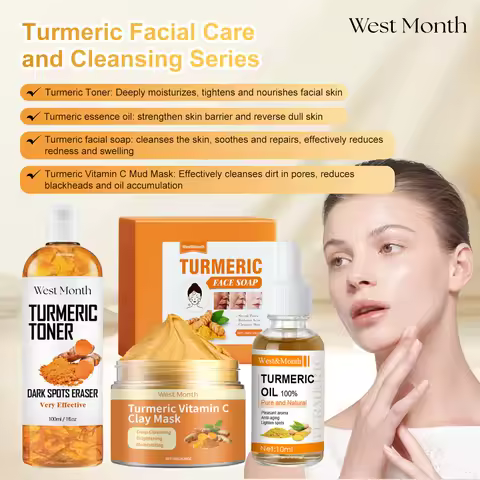 West&Month Turmeric Face Care Series Pore Minimizer Exfoliator Reducing Acne Brightening Dark Spot R