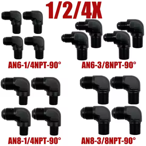 1/2/4X 90 Degree AN6 AN8 Male To 1/4" 3/8" NPT Flare Adapter Fuel Line Fitting Fuel Hose Pipe Thread