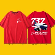 Boeing737 Short Sleeve T-Shirt Mens Casual Summer Aviation Plane Printed Polyester Fiber Quick Dry r