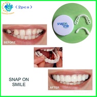 HM 2Pcs/Set Teeth Denture Upper Snap on Smile Natural Flex Denture Cover Teeth Cosmetic Veneers for 
