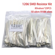 2000PCS 10 ohm 910K ohm 1206 SMD Resistor Kit Assorted set 5% 80values*25PCS SMD Resistors 10K 470/1