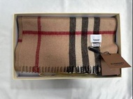 🧣Burberry 格紋流蘇 絨線圍巾 男女同款 棕色