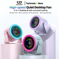 GOOJODOQ 2025 New High Speed ​​Desktop Fan 100 Speed ​​Digital LED Display RGB Wall Mount Adjustable