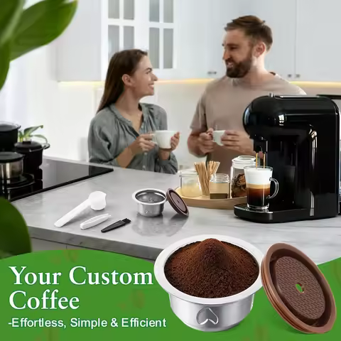A69T Reusable Coffee Pods Kit For Nespresso Vertuo Machines- Includes 230Ml Stainless Steel Capsules