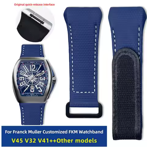 V45 FKM Watch Band Customized Accessory for Frank Muller Straps V32/V41 Waterproof Fluorine Rubber S