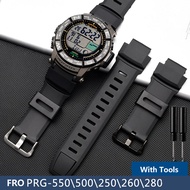 Silicone Watch Strap For Casio PROTREK PRG-260/550/250/500 PRW-3500/2500/5100 Watch Band Soft Waterproof Rubber Men Replacement