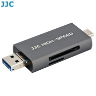 JJC UHS-II SD Micro SD Card Reader, 3-in-1 USB-A 3.1 USB-C 3.1 Micro USB 2.0 Connection Port, High T