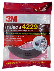 3M 4229 เทปกาว 2 หน้า 12 มม x 10 เมตร หนา 0.8 มม เทปคิ้วรถยนต์ สำหรับงานตกแต่งรถยนต์ เทปโฟม สามเอ็ม เทปสองหน้า เทปกาวสองหน้า