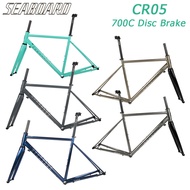 ☍SEABOARD CR05 Road Bike Frame Chromium-molybdenum steel With Carbon fork Thru Axle Disc BrakeX\lT