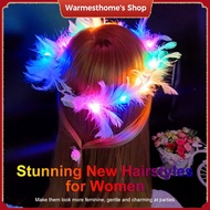1pcs Wholesale New Year LED Feather Wreath Crown Headband Angel Halo Headband for Wedding Christmas Party Gift