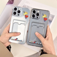 Shockproof Clear Phone Case Compatible For iPhone 14 Pro Max 13Pro 12 11 Bts Bt21 Pattern Soft TPU Card Slot Pocket Holder Wallet Cover Mobile Accessories