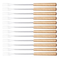 Benzhong-12 Piece Fondue Fork Grilling Set Muddler Reusable Fruit Forks Bbq Fork Dipping Ice Cream Fondue Forks Wood + Stainless Steel for Cocktails Set