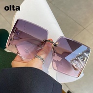 OLTA Rimless Sunglasses For Women UV Protection OVersize Shades Fashion Square Rimless Sun Glasses