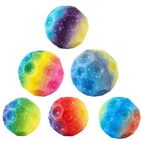 Novelty 7cm Bouncy Ball Anti-fall Moon Shape Hole Ball PU Foam Outdoor Activity Soft Bouncy Ball Men