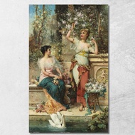 Two Ladies In A Park Hans Zatzka hzt53 Canvas Print