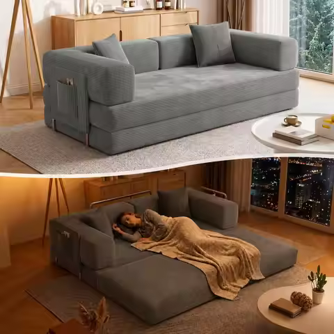79" Convertible Futon Sofa Bed, Boneless Floor Couch for Living Room