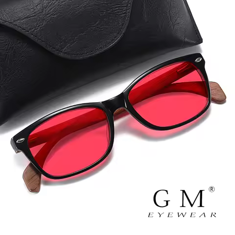 GM 2023Red Green Wooden Color Blind Glasses Women Men Corrective Examination Drawing Sunglasses Colo