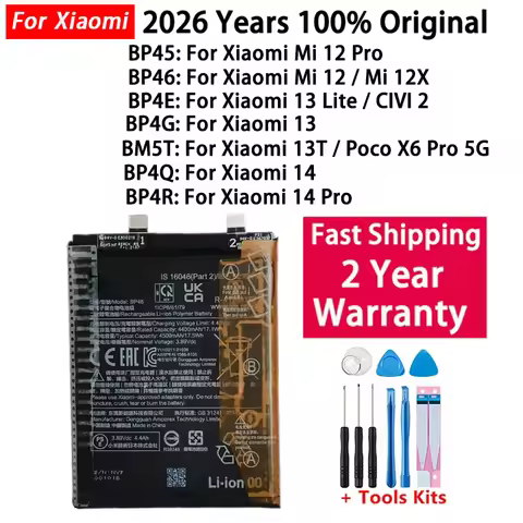 Original BP46 BP45 BM5T BP4G BP4E BP4Q BP4R Battery For Xiaomi 12 12X 12S 13T 13 Lite Mi 14 Pro 14pr