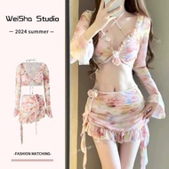 Women's Four-Piece Bikini Sexy Floral Sun Protection Swimsuit Z221