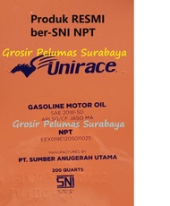 Oli Mesin Bensin sae 20W/50 UNIRACE Power 20W50 20W-50 DRUM SNI NPT