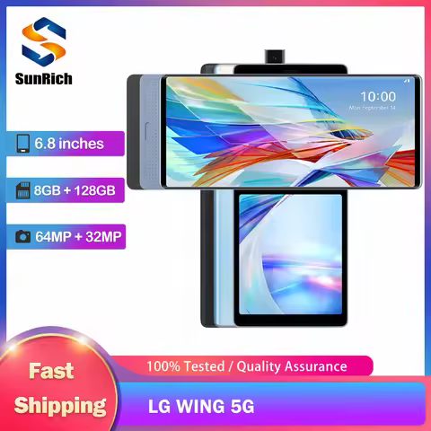 Original LG WING 5G CellPhone F100VM F100TM F100N F100 4G LTE Mobile Phone 6.8'' 128GB ROM Android W