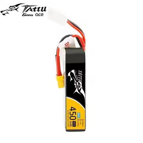 For Ace Tattu New Lithium Battery 7.4V 7.6V 450mAh 1S 2S 3S 4S 75C 95C with XT30 Plug Long RC Batter
