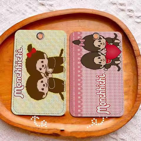 Cartoon M-Monchhichi Keychain Card Holders Keyring Bank Bus ID Credit Cards Key Ring Chains