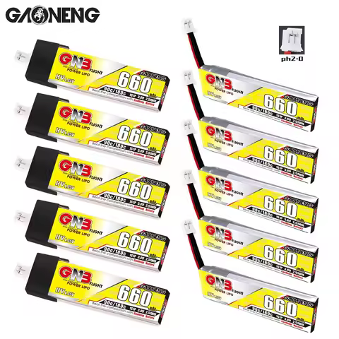 5PCS Gaoneng GNB 660mAh 3.8V 1S 90C/180C HV 4.35V Light Weight Lipo Battery PH2.0 Plug For Emax Tiny