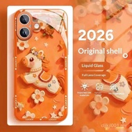New Year Lucky Oil Painting Pony Phone Case for iPhone 13 14 15 16 11 12 12PRO 12PROMAX 13PLUS 16PRO