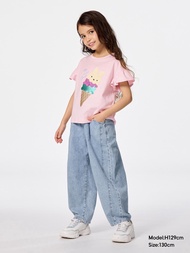 女童輕型牛仔barrel leg錐形褲